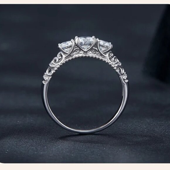 Moissanite Jewelry Jewelry - Stunning Petite 3 Stone GRA Certified 1.10Ctw Moissanite Diamond Ring